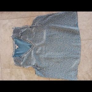 Elaina Rose powder blue sleeveless top with small sleeve ruffle